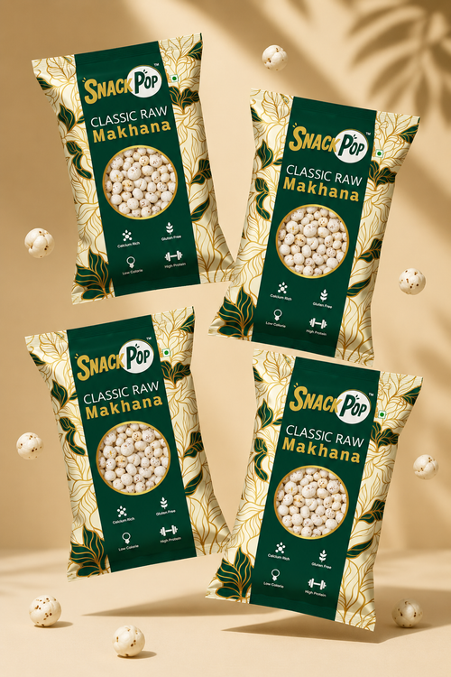 SnackPop Premium Raw Makhana Pack of 4